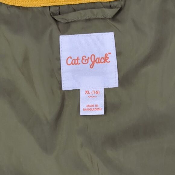 Cat & Jack Army Green Bomber Jacket Full Zip Pockets Boys XL Size 16 - Picture 4 of 7